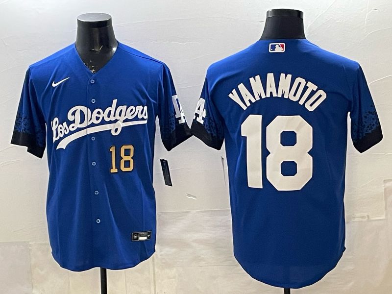 Men 2026 Nike Los Angeles Dodgers #18 Yamamoto Blue Game MLB Jersey 013->los angeles dodgers->MLB Jersey